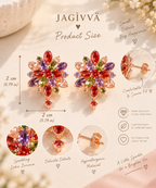 Colorful Bloom CZ Stud Earrings