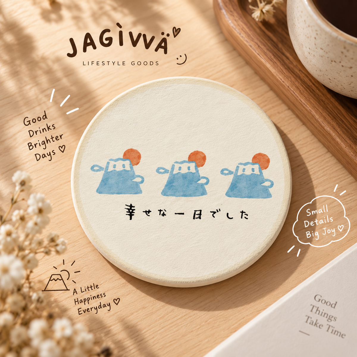 Japanese Daruma Diatom Absorbent & Heat-Resistant Coaster