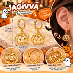Golden Pumpkin Charm Hoop Earrings – Halloween Collection