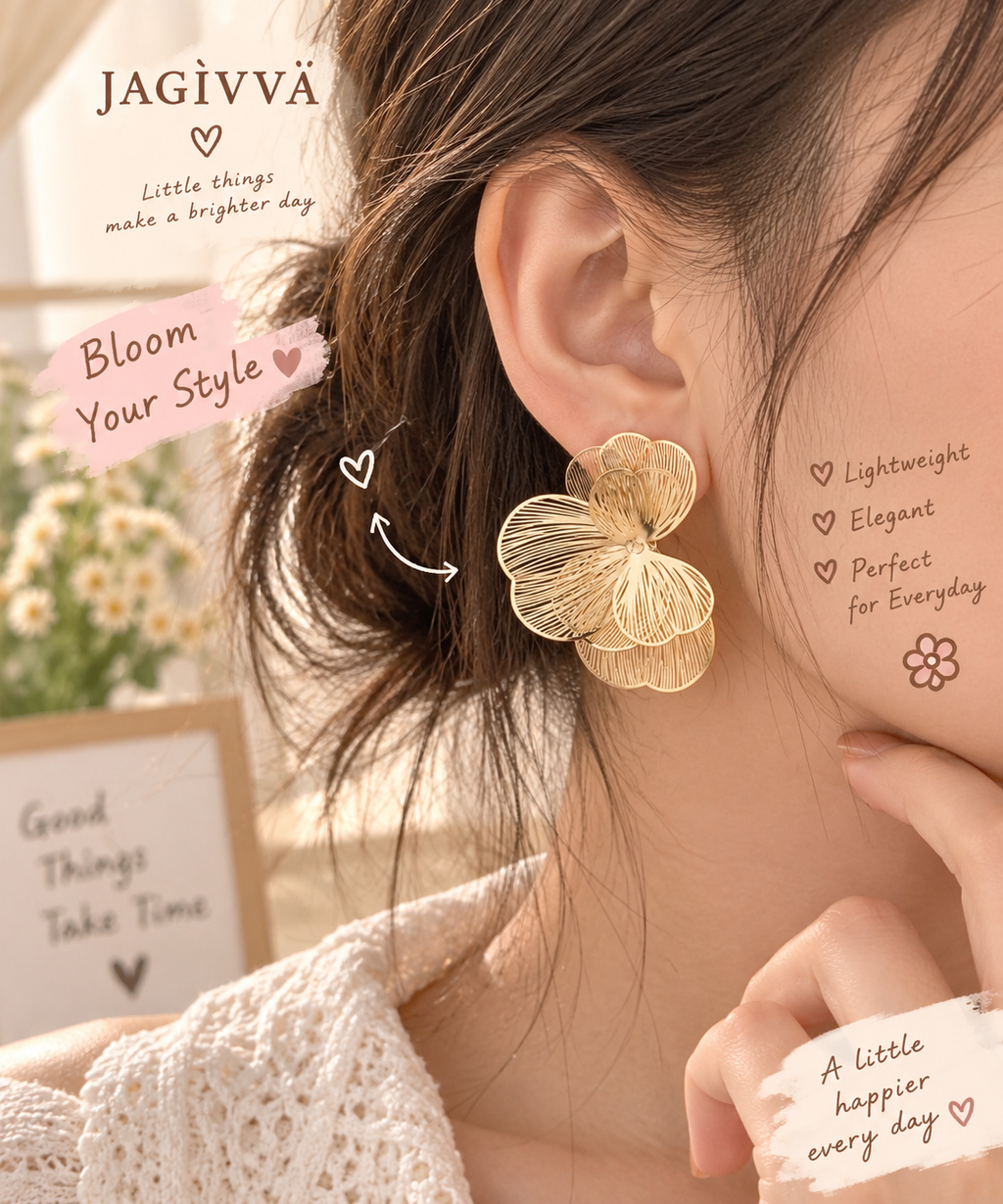 Golden Bloom Statement Earrings