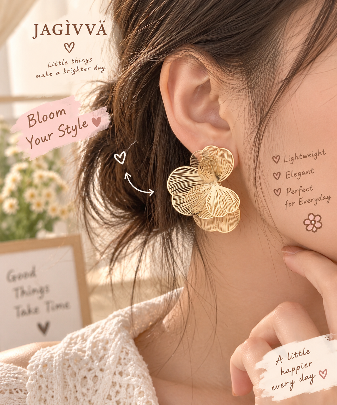 Golden Bloom Statement Earrings