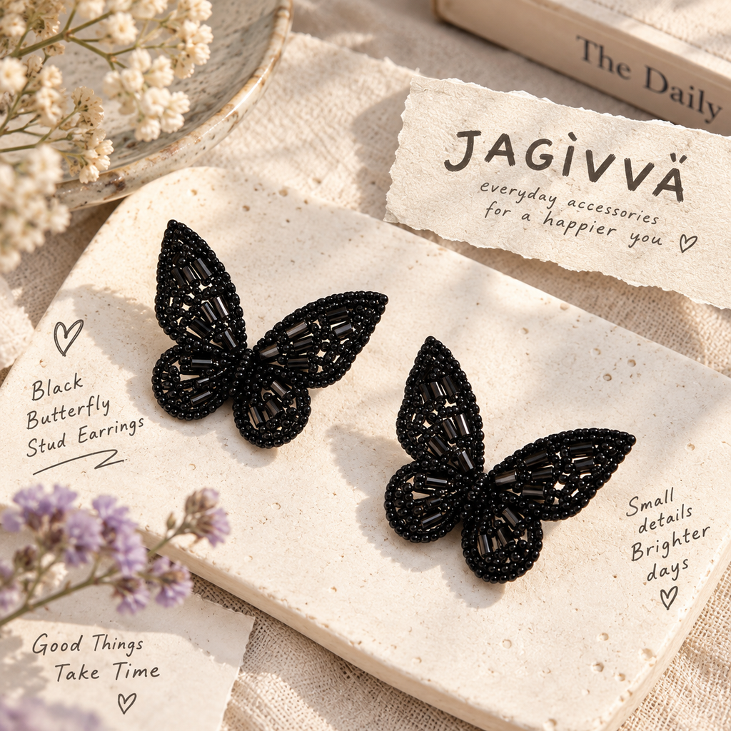 Midnight Butterfly Stud Earrings
