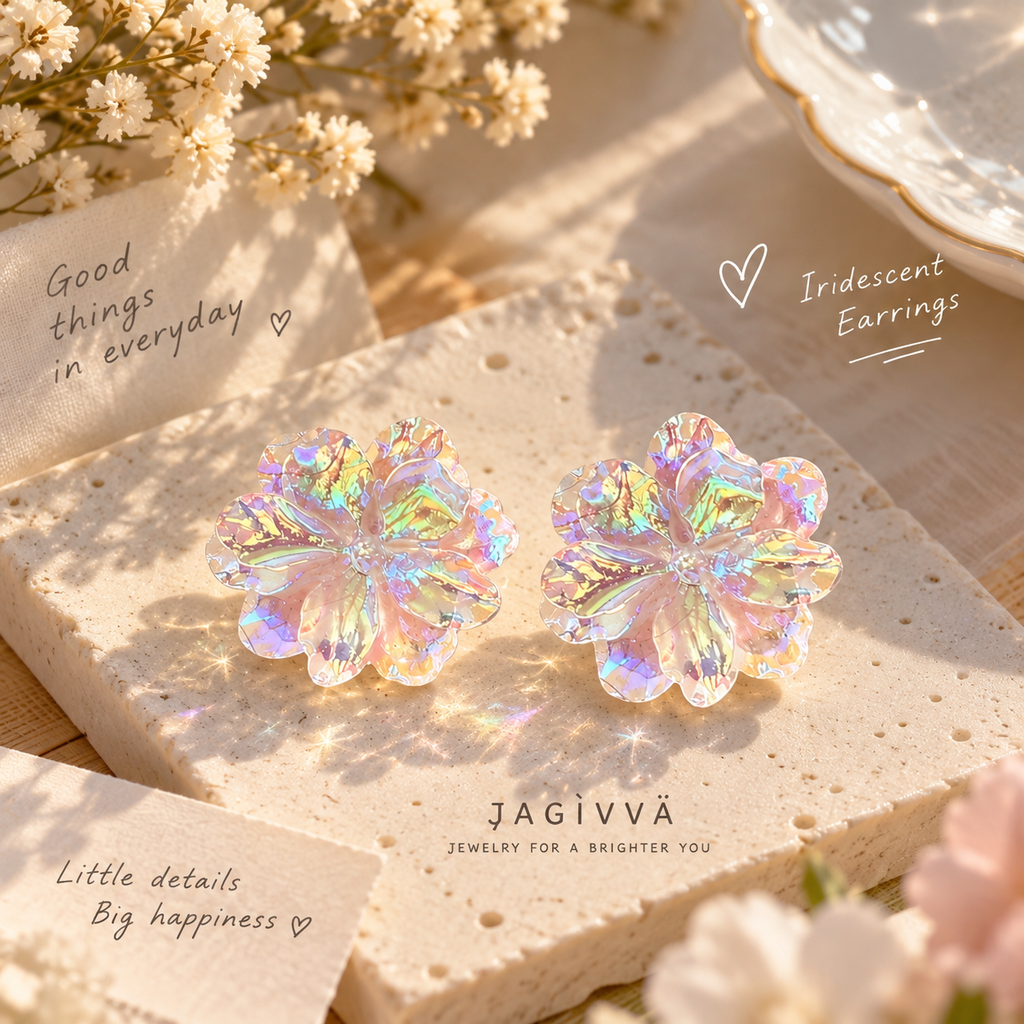 Iridescent Bloom Stud Earrings