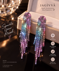 Rainbow Glow Crystal Tassel Earrings