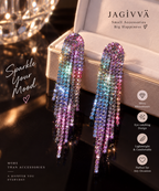 Rainbow Glow Crystal Tassel Earrings