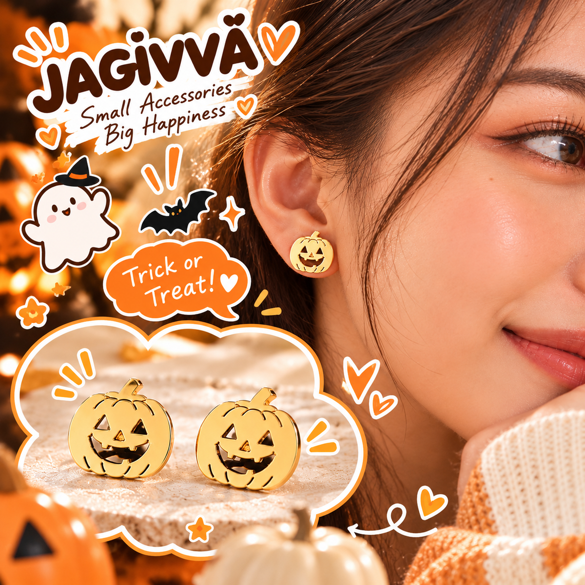 Spooky Little Friends Halloween Stud Earrings Set