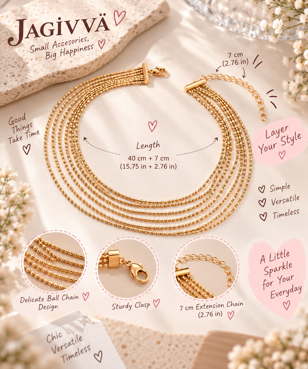 Golden Layers Multi-Strand Necklace