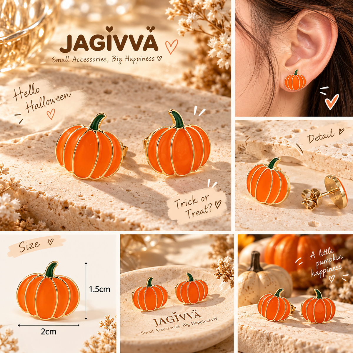 Pumpkin Cutie Stud Earrings – Halloween Collection