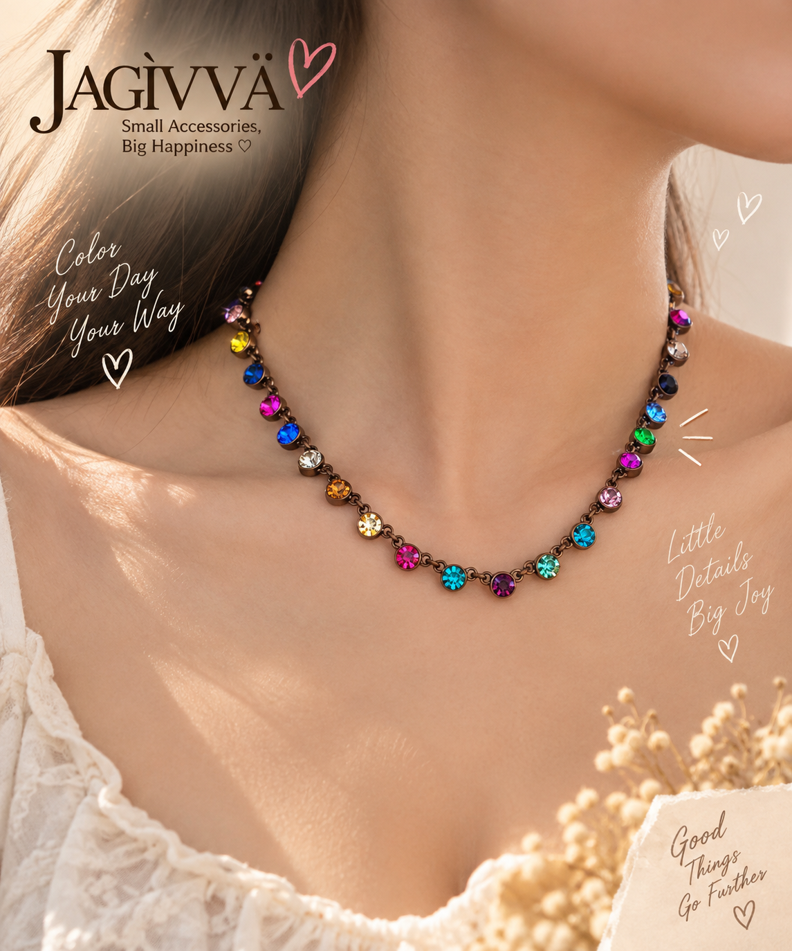 Vintage Rainbow Crystal Necklace