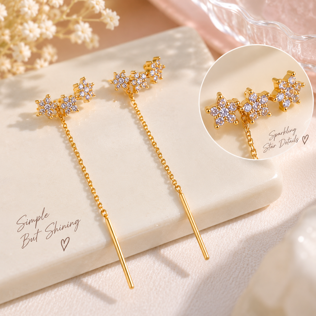 Starlight Crystal Threader Earrings