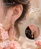 Pink Butterfly Sparkle Drop Earrings
