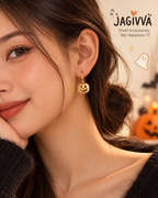 Golden Pumpkin Charm Hoop Earrings – Halloween Collection