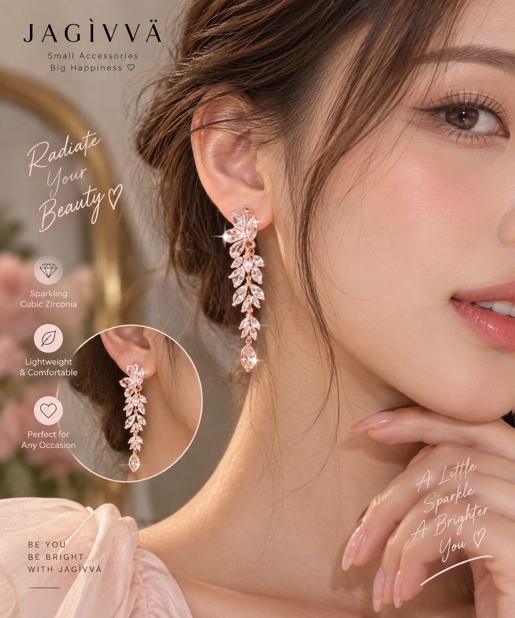 Rose Bloom Crystal Drop Earrings