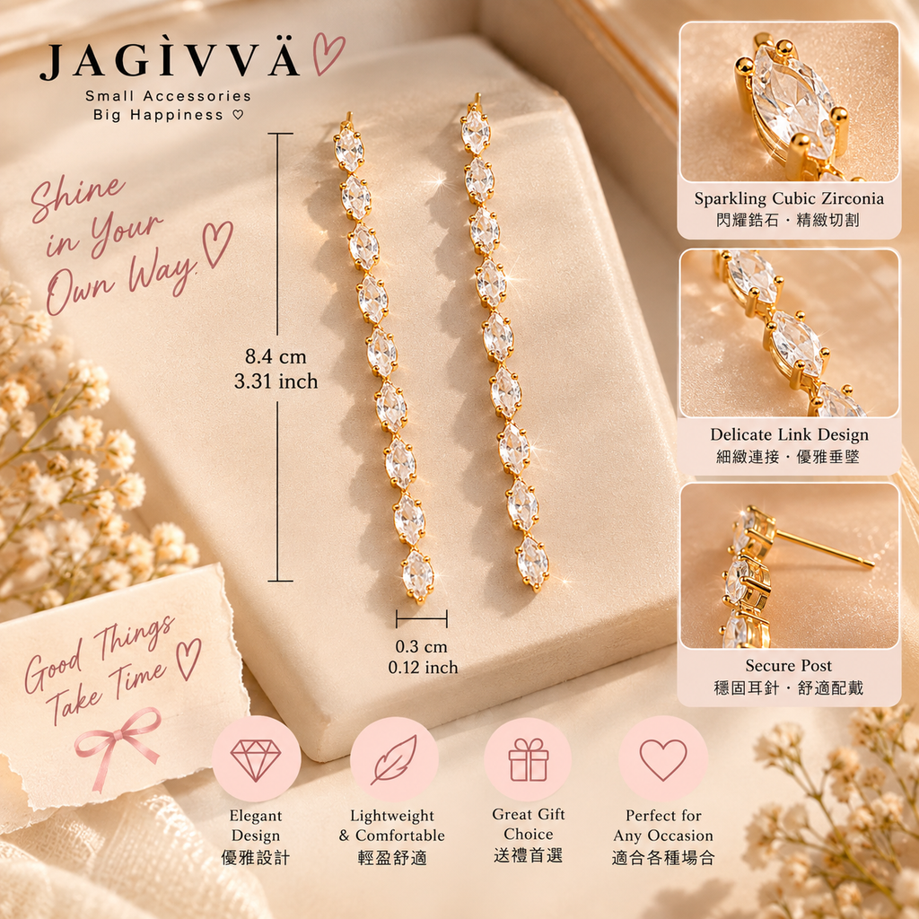 Crystal Cascade Zirconia Drop Earrings