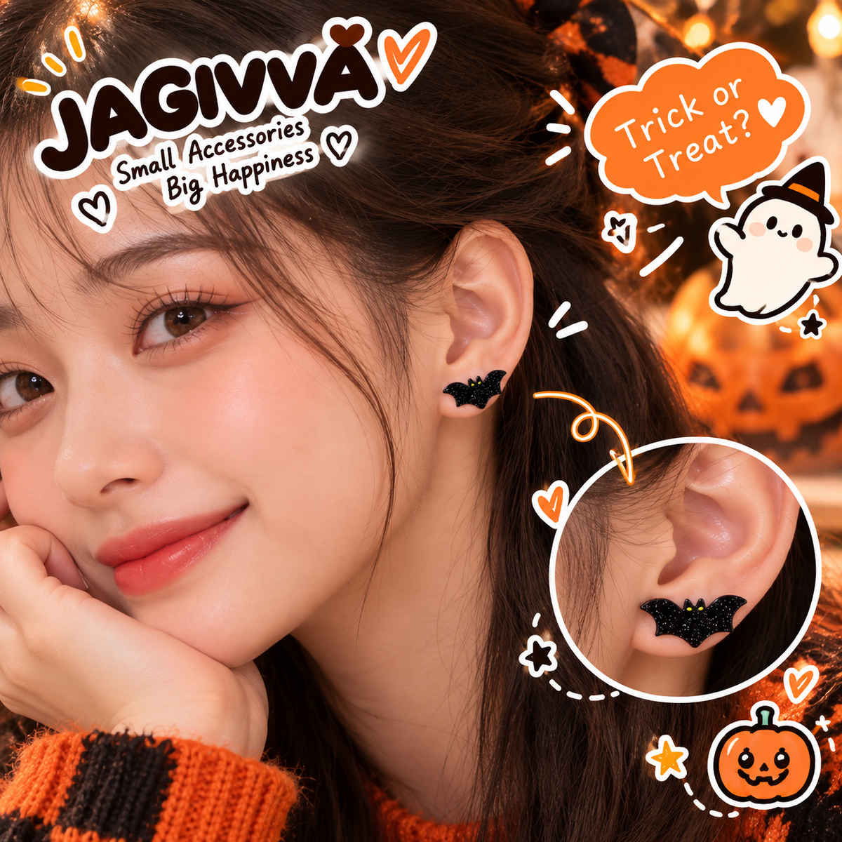 Trick or Treat Halloween Stud Earring Set – 3 Pairs