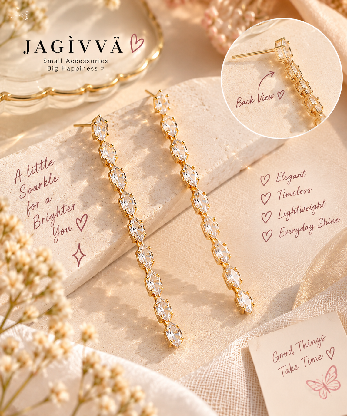 Crystal Cascade Zirconia Drop Earrings