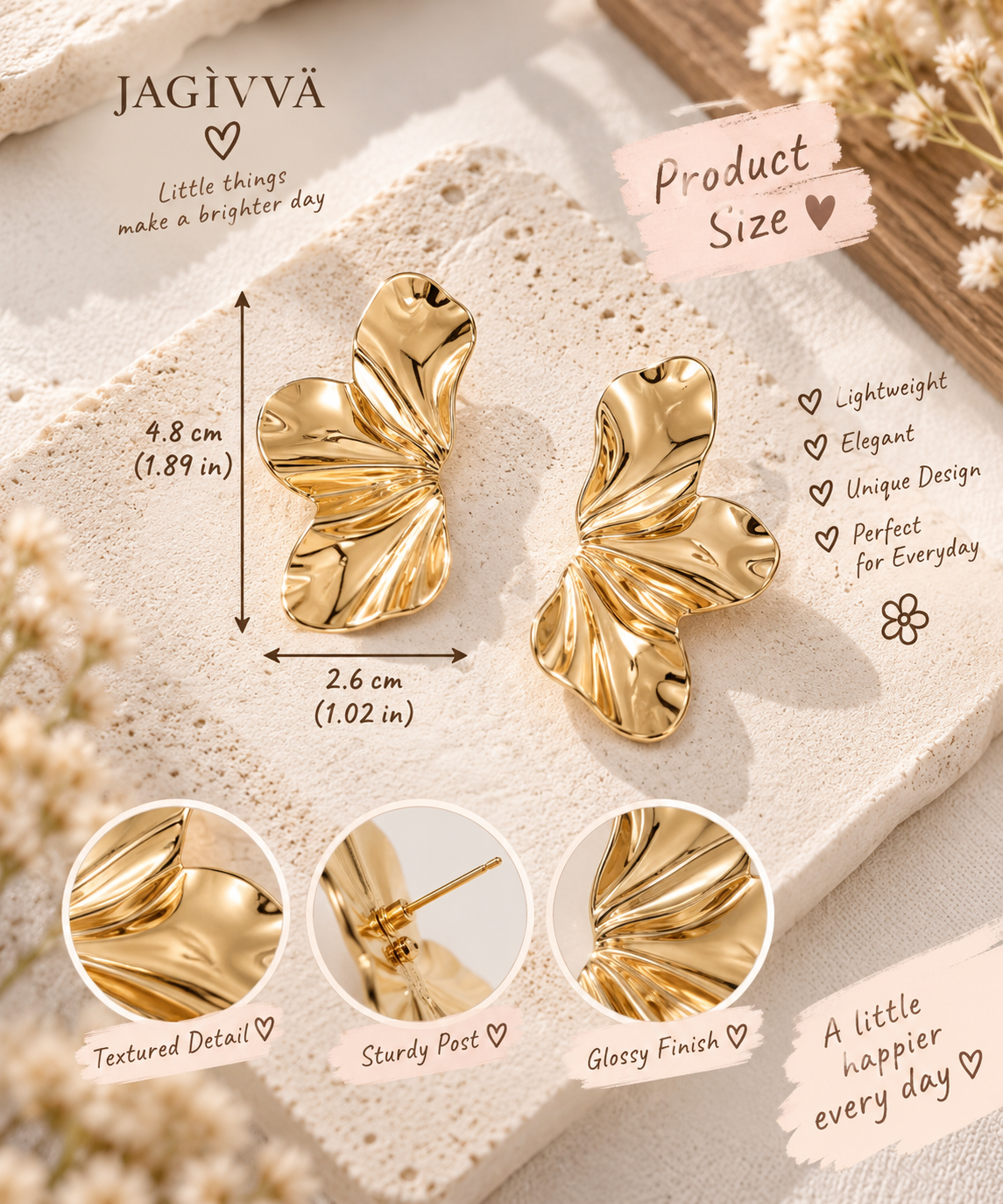 Golden Petal Statement Earrings