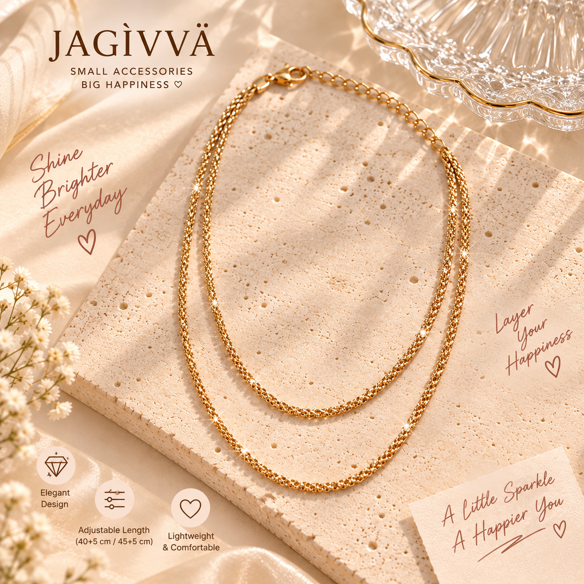 Shimmer Layered Chain Necklace