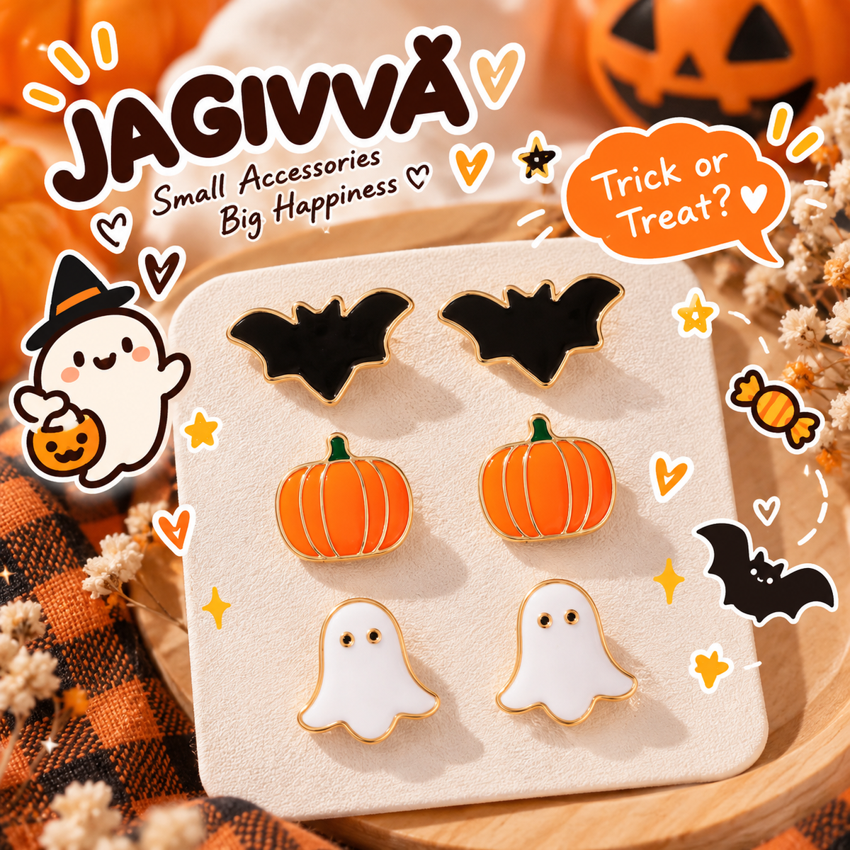 Spooky Cuties Halloween Stud Earring Set 🎃👻🦇