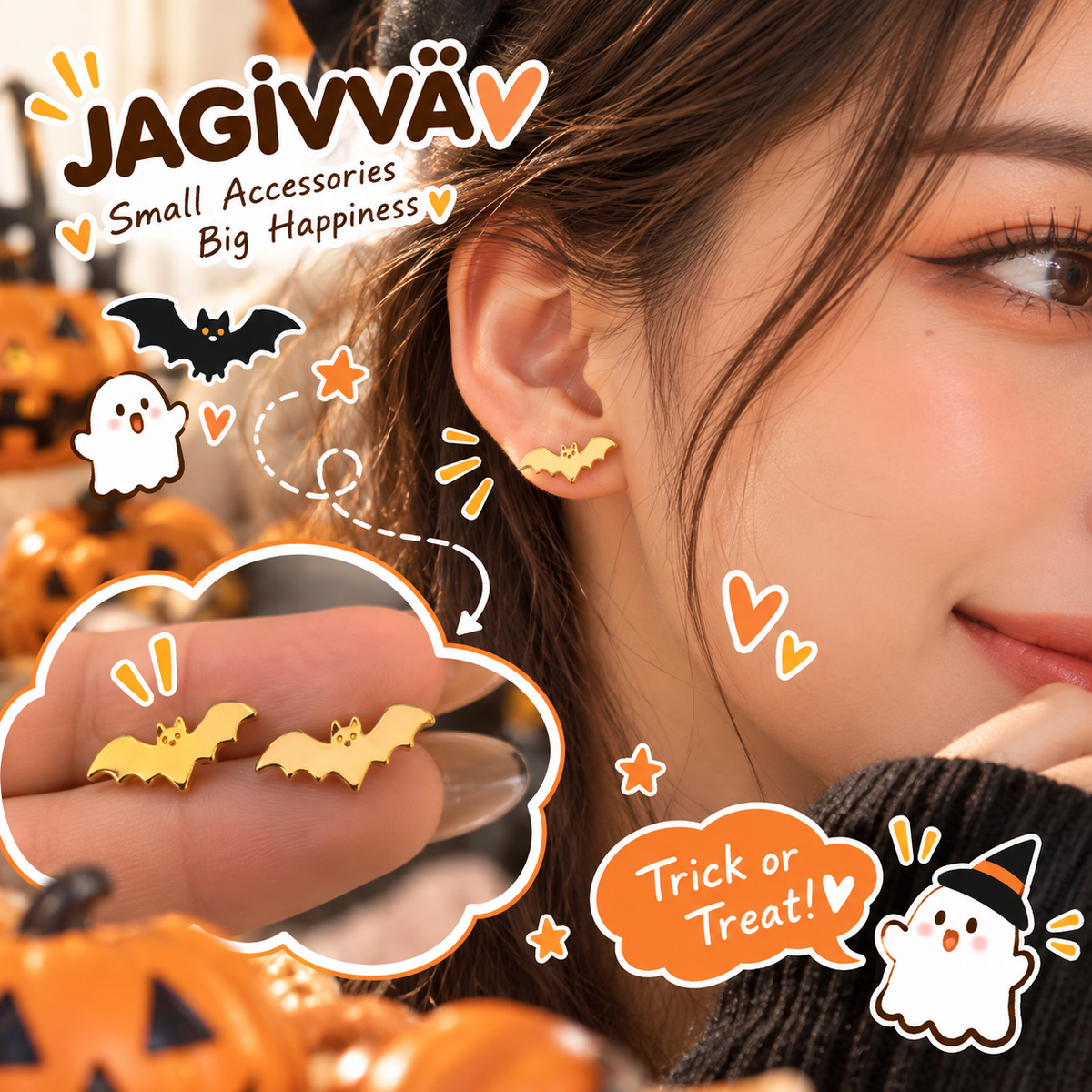 Spooky Little Friends Halloween Stud Earrings Set