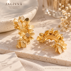 Golden Bloom Floral Cuff Earrings
