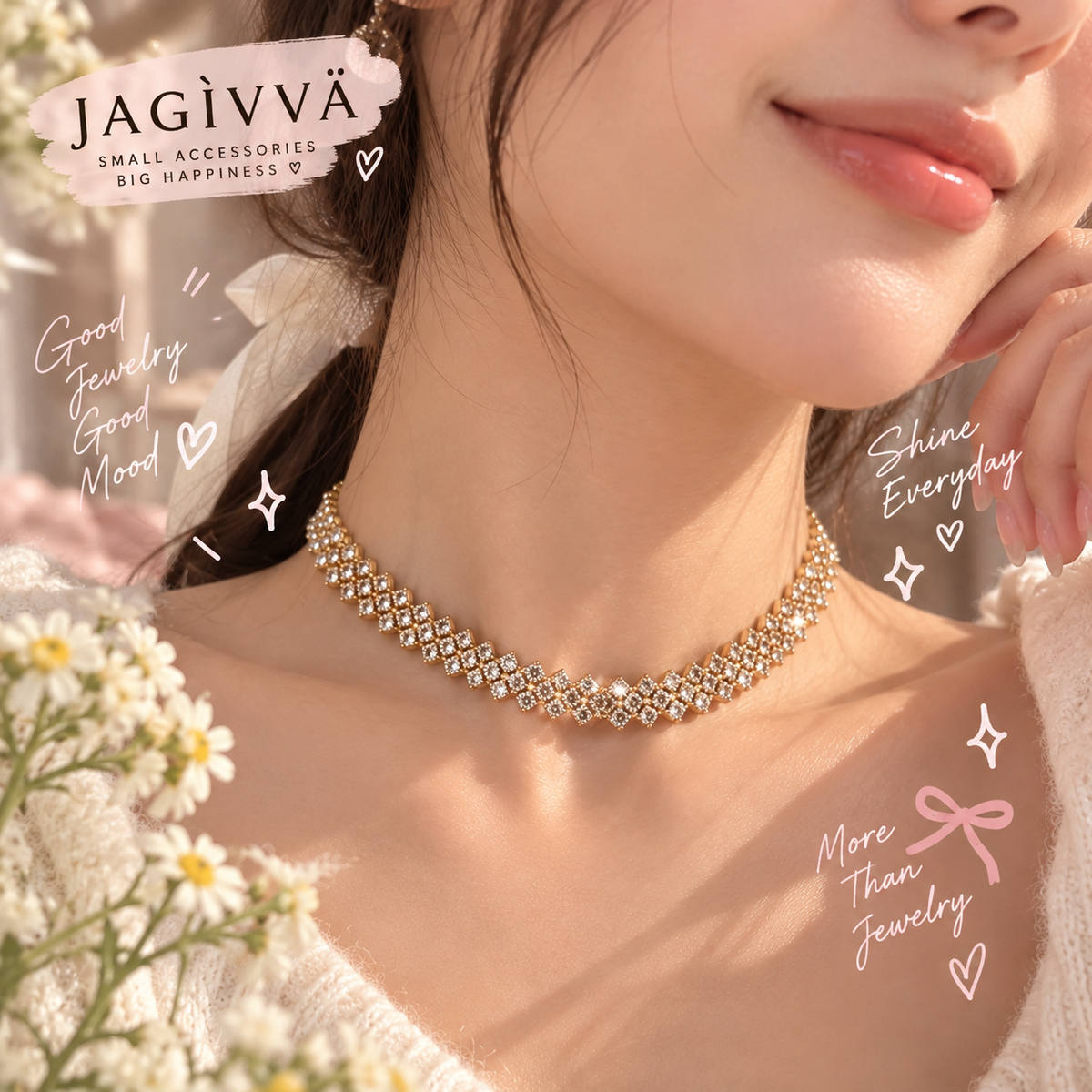 Golden Glow Rhinestone Necklace