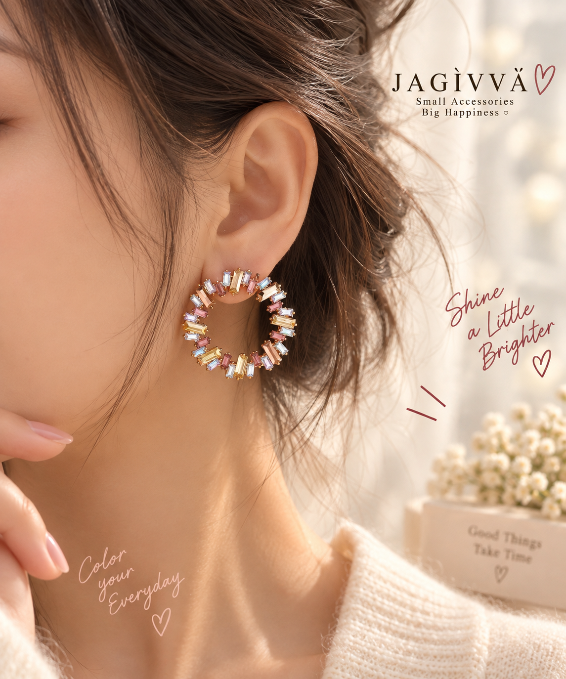 Colorful Halo Crystal Earrings