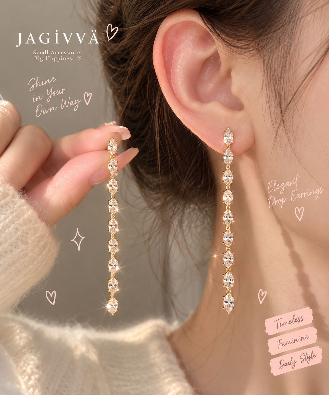 Crystal Cascade Zirconia Drop Earrings