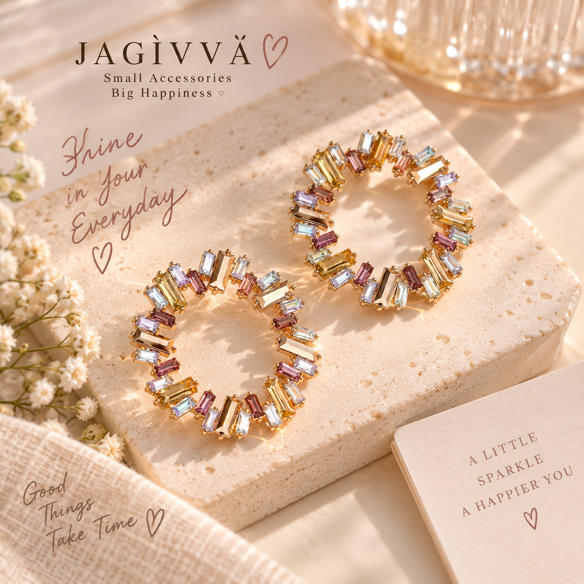 Colorful Halo Crystal Earrings