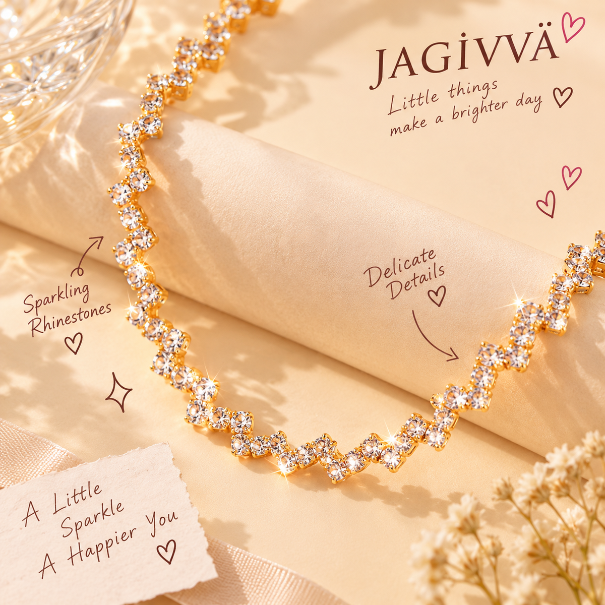 Golden Rhombus Crystal Choker Necklace