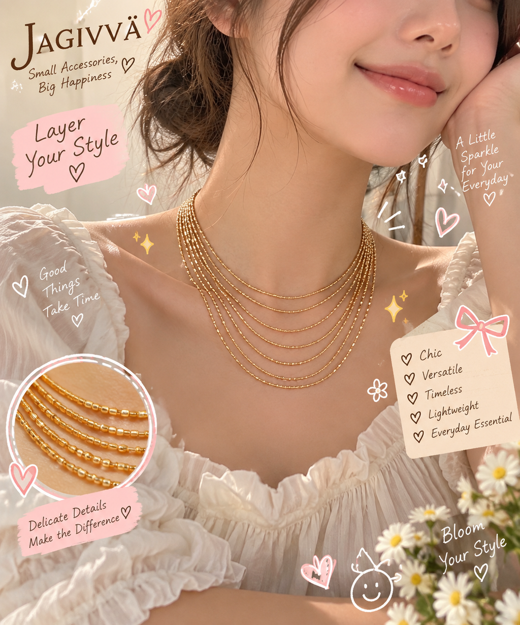 Golden Layers Multi-Strand Necklace