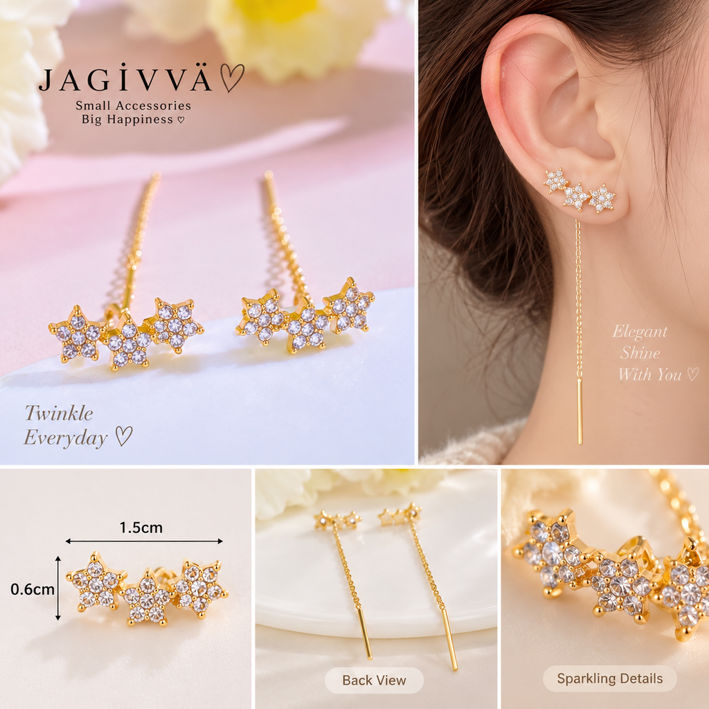 Starlight Crystal Threader Earrings