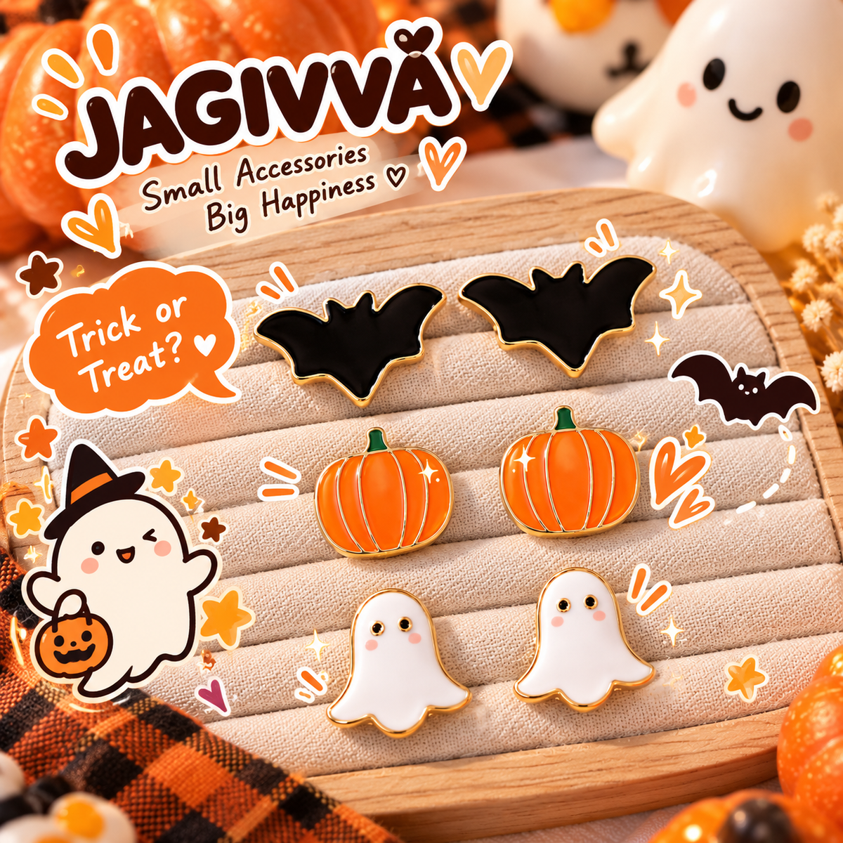 Spooky Cuties Halloween Stud Earring Set 🎃👻🦇