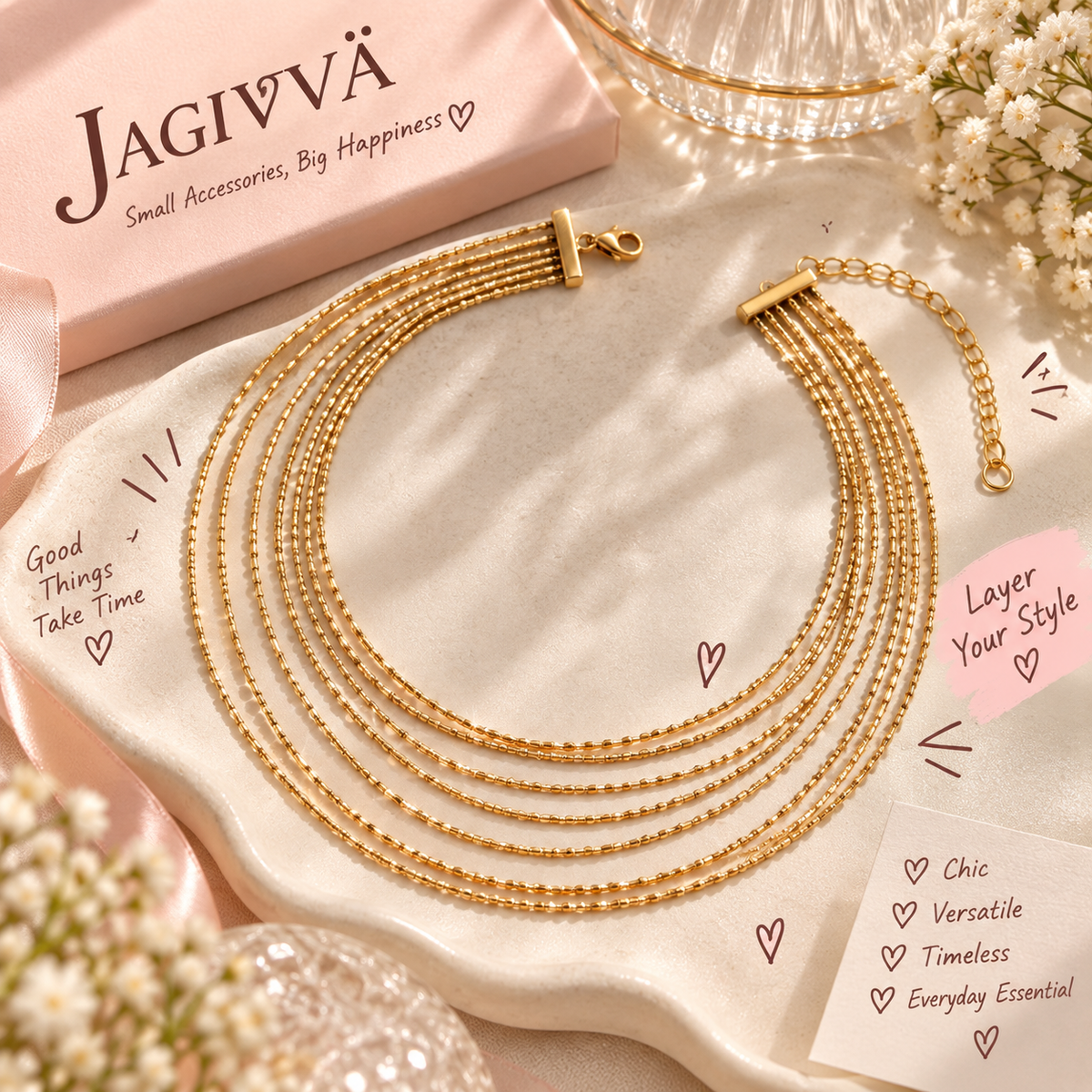 Golden Layers Multi-Strand Necklace