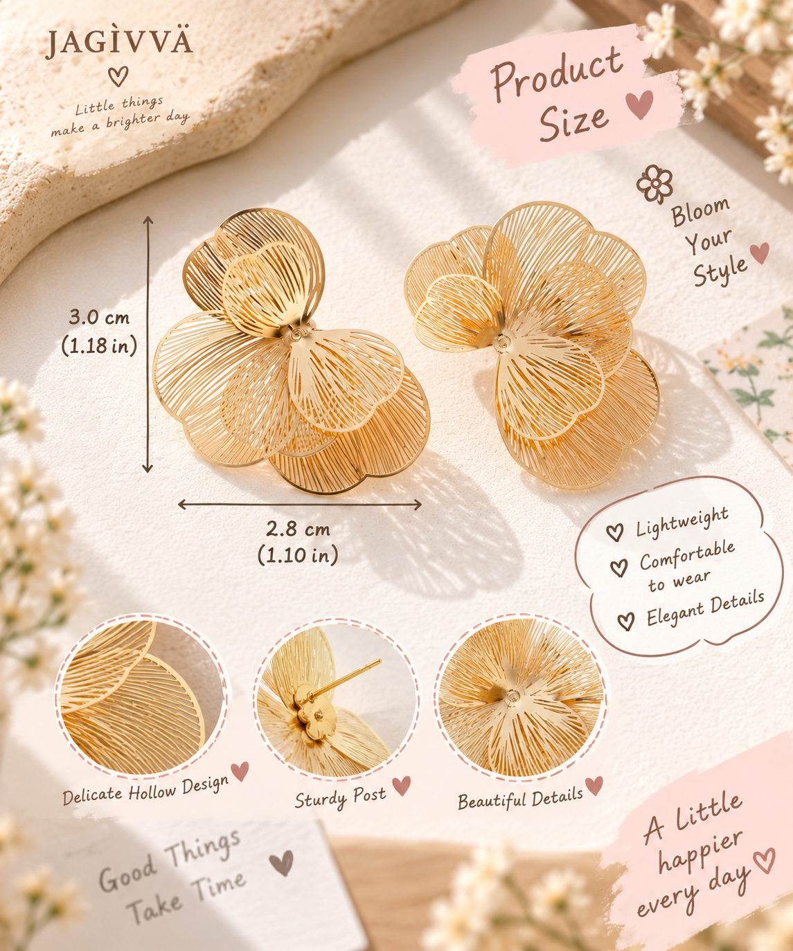 Golden Bloom Statement Earrings