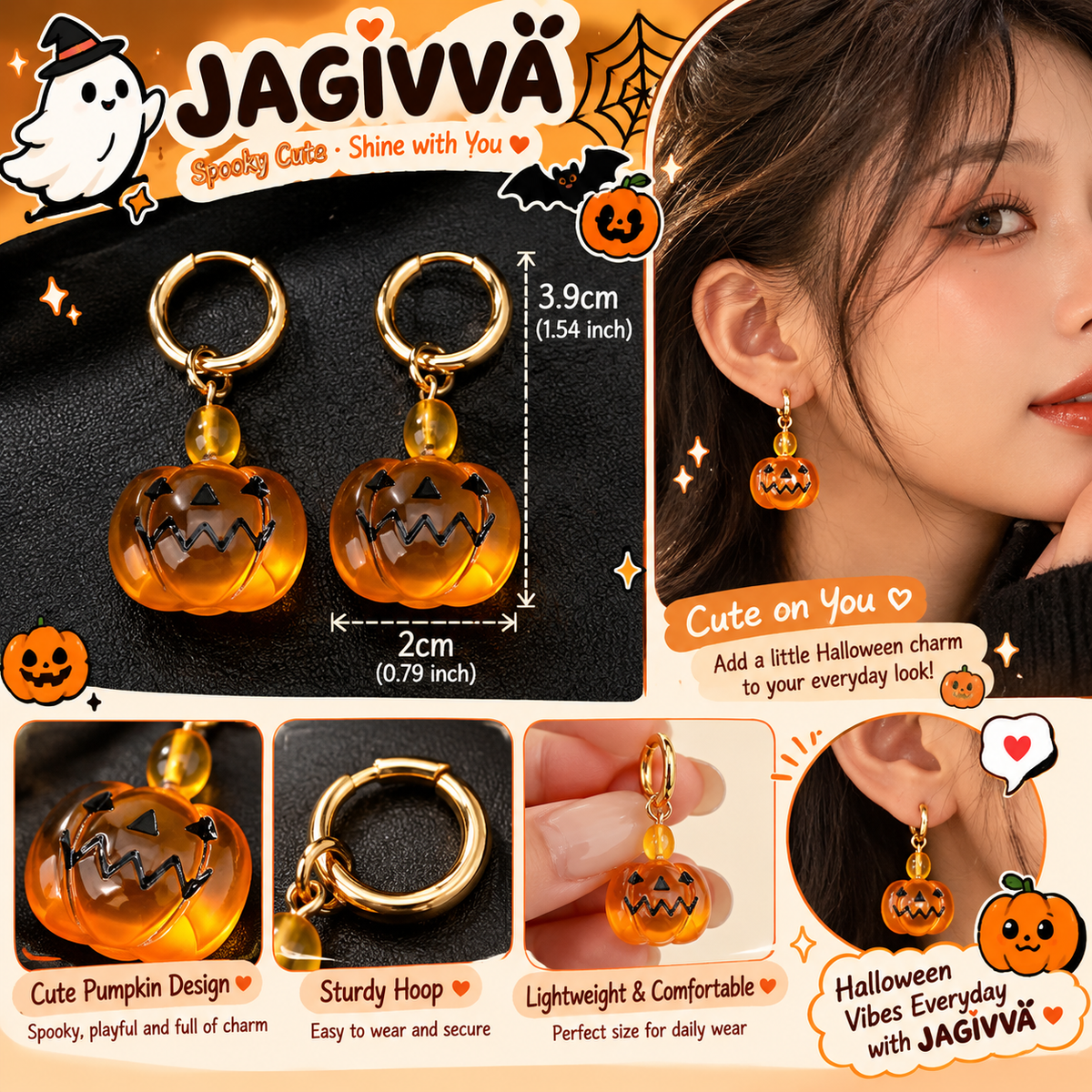 Glow Pumpkin Hoop Earrings – Halloween Collection