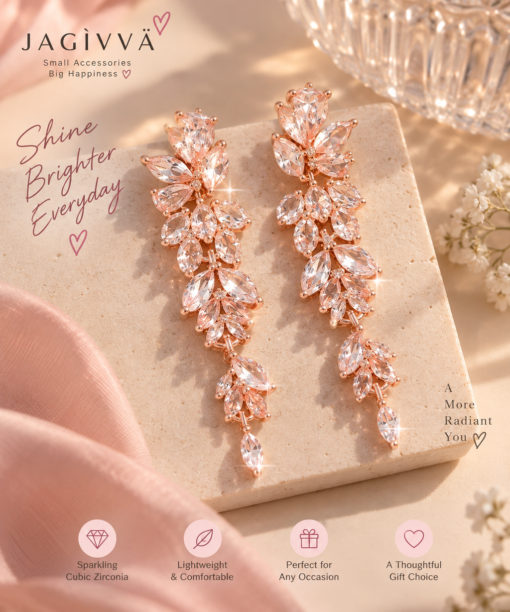Rose Bloom Crystal Drop Earrings