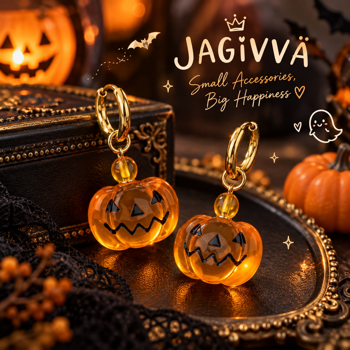 Glow Pumpkin Hoop Earrings – Halloween Collection