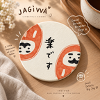 Japanese Daruma Diatom Absorbent & Heat-Resistant Coaster