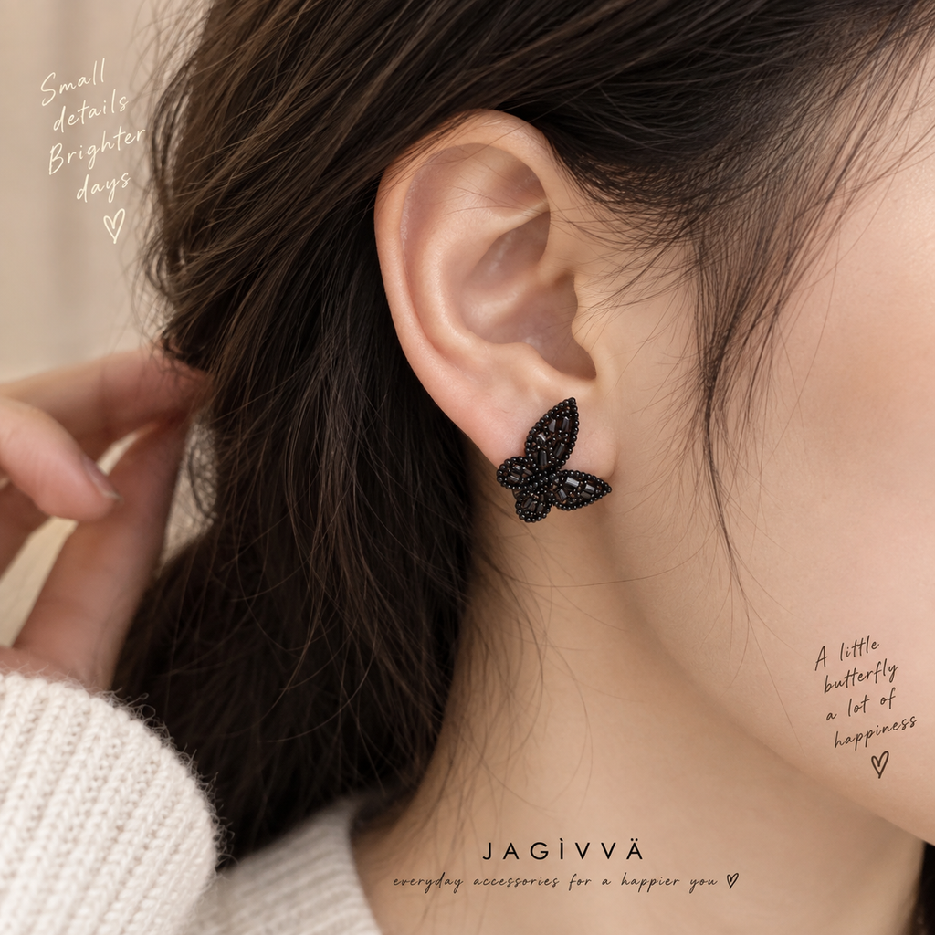 Midnight Butterfly Stud Earrings