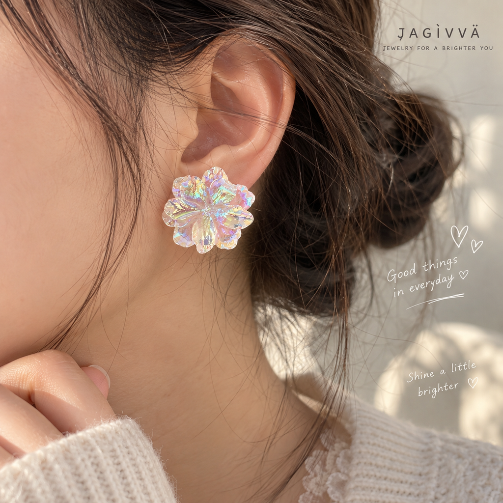 Iridescent Bloom Stud Earrings