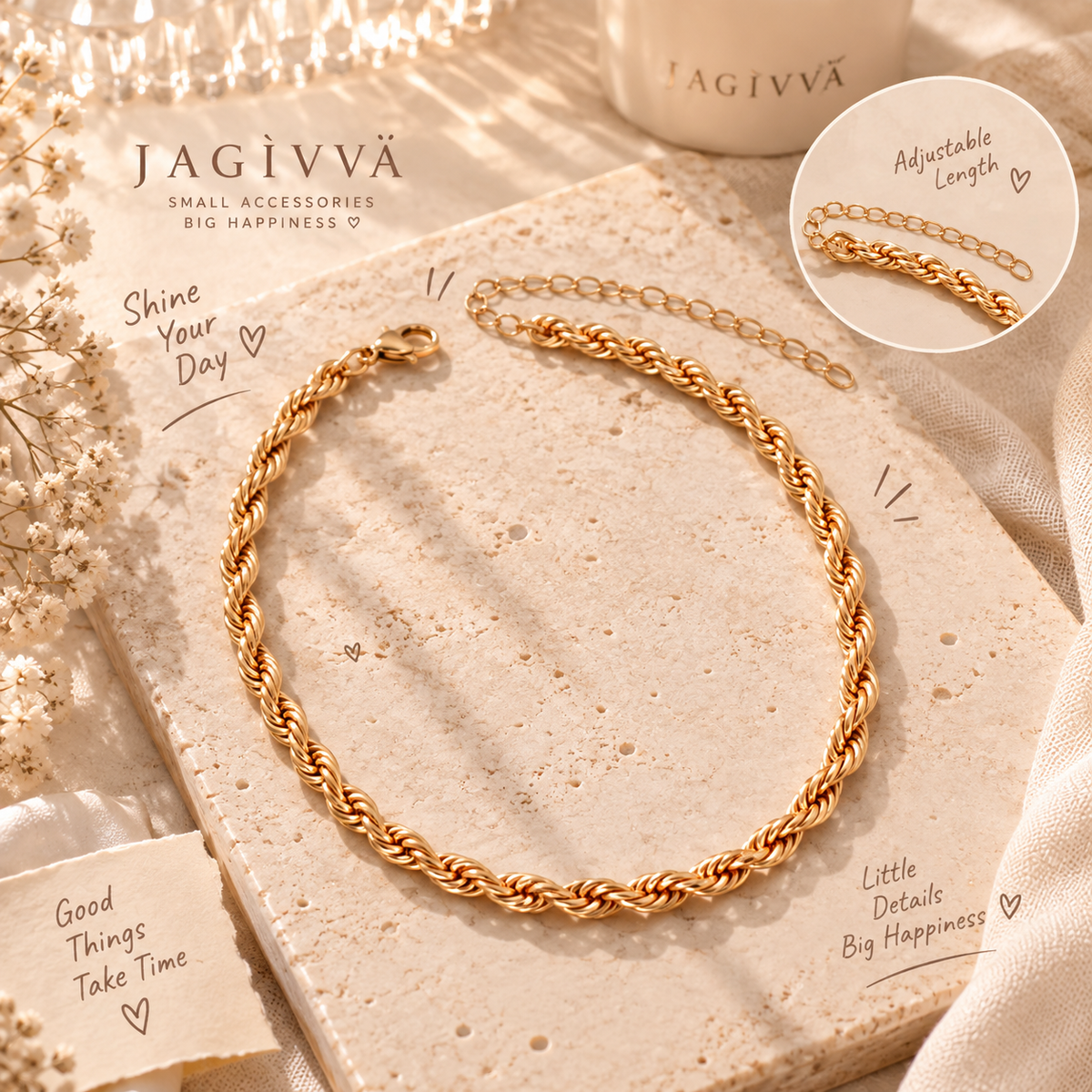 Golden Twist Rope Chain Necklace