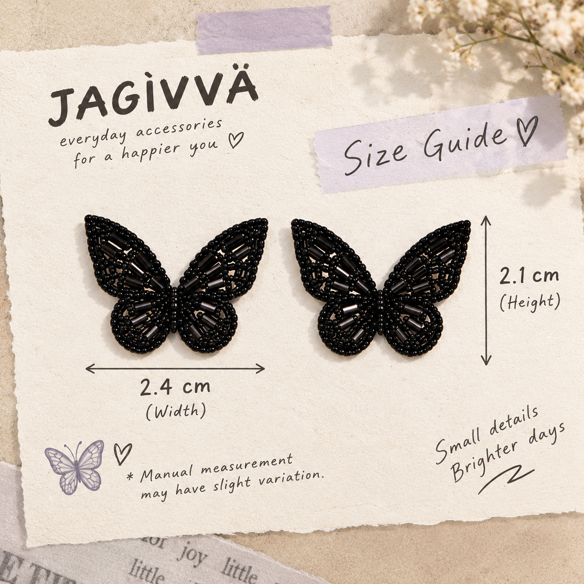 Midnight Butterfly Stud Earrings