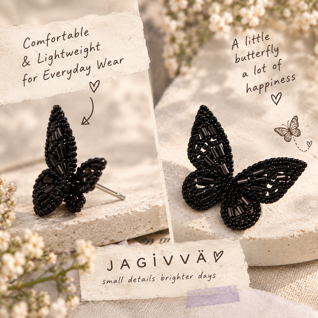 Midnight Butterfly Stud Earrings