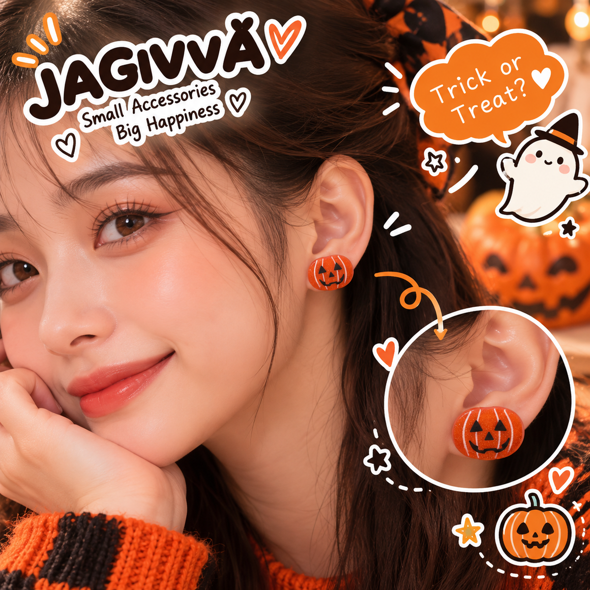 Trick or Treat Halloween Stud Earring Set – 3 Pairs